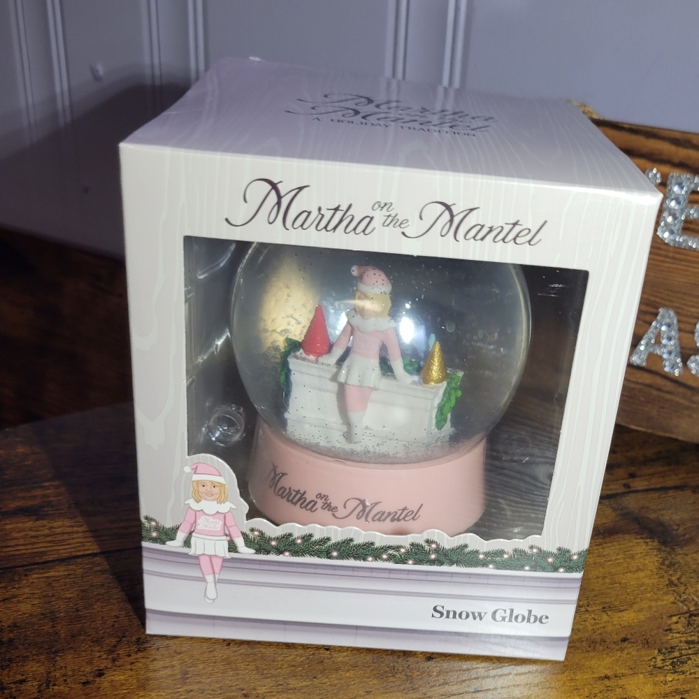 Martha on The Mantel Pink Snow Globe A Holiday Tradition